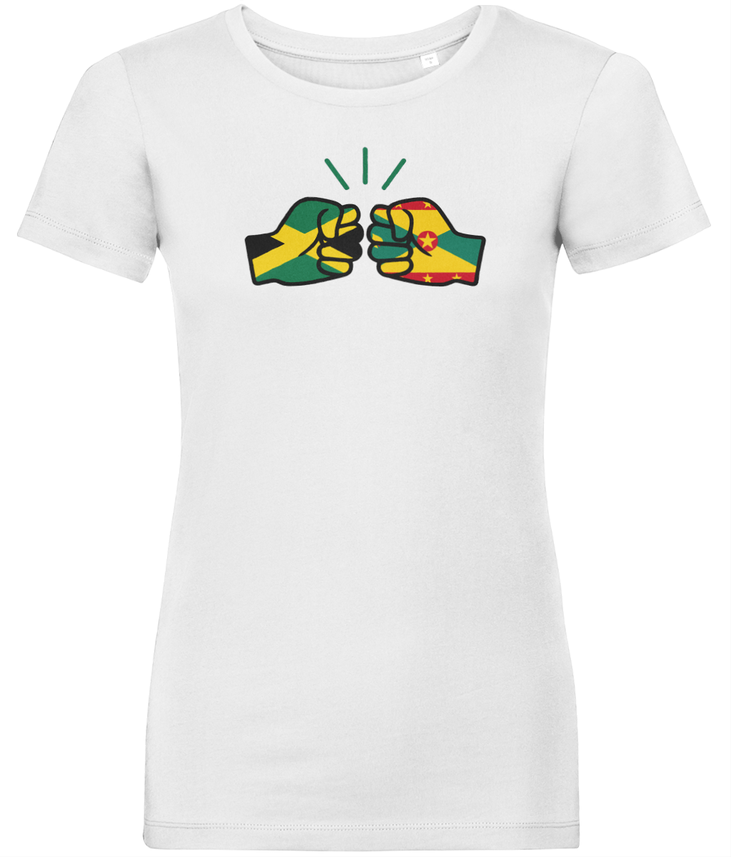 We Run Tings, Jamaica & Grenada, Dual Parentage, Women's, Organic Ring Spun Cotton T-Shirt, Outline