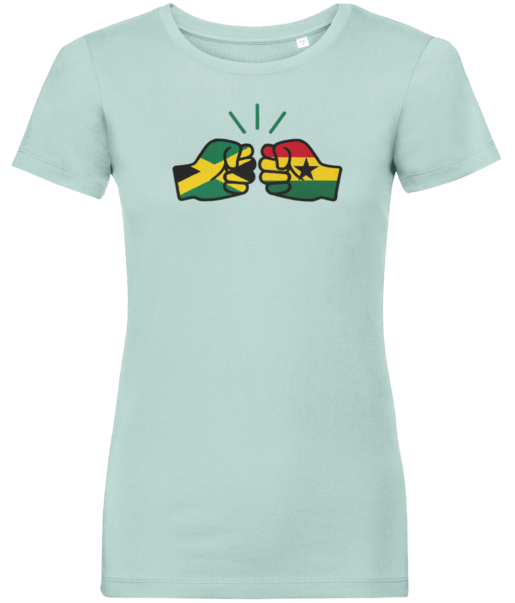 We Run Tings, Jamaica & Ghana, Dual Parentage, Women's, Organic Ring Spun Cotton T-Shirt, Outline