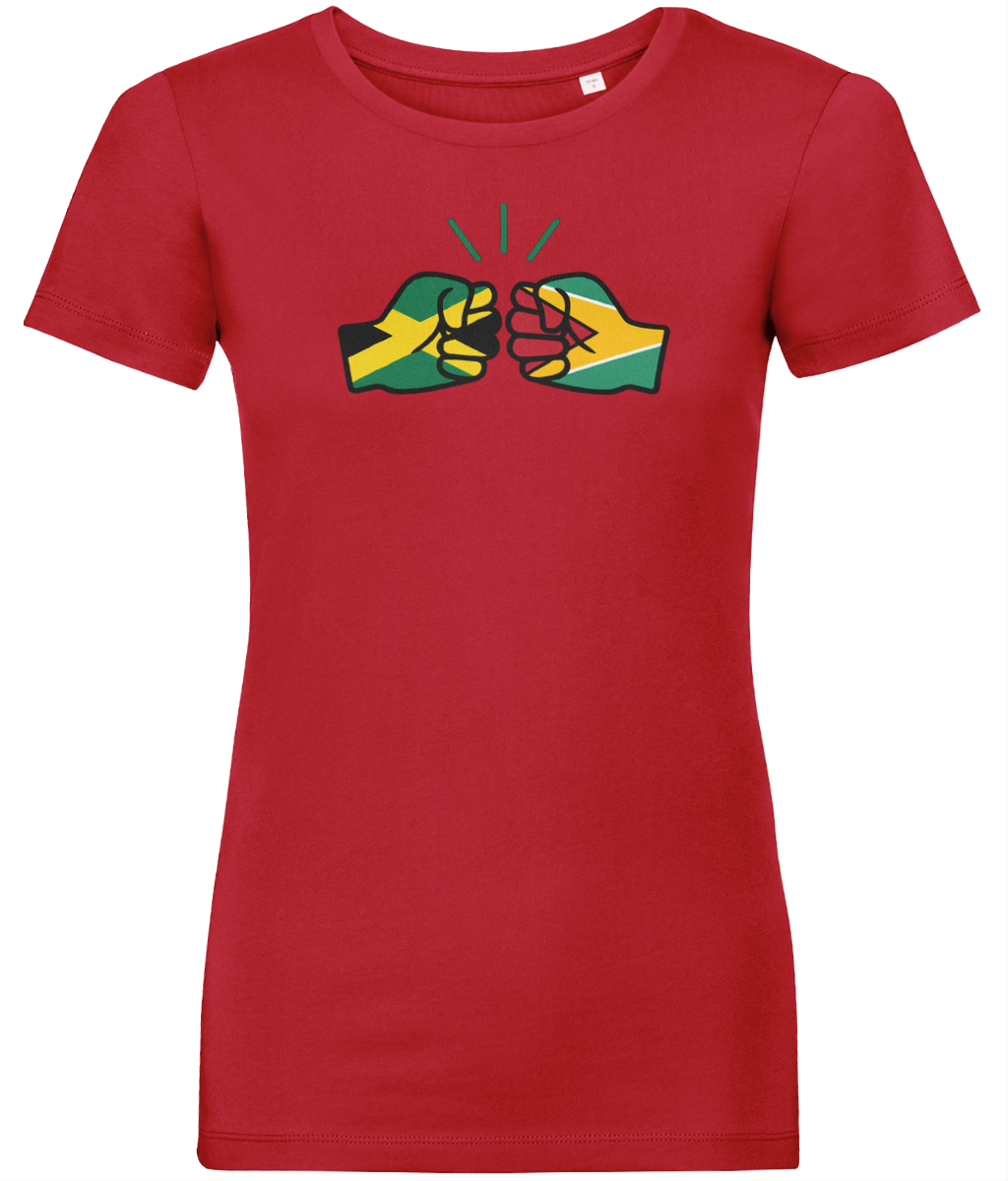 We Run Tings, Jamaica & Guyana Dual Parentage, Women's, Organic Ring Spun Cotton T-Shirt, Outline