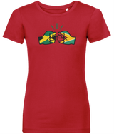 We Run Tings, Jamaica & Guyana Dual Parentage, Women's, Organic Ring Spun Cotton T-Shirt, Outline