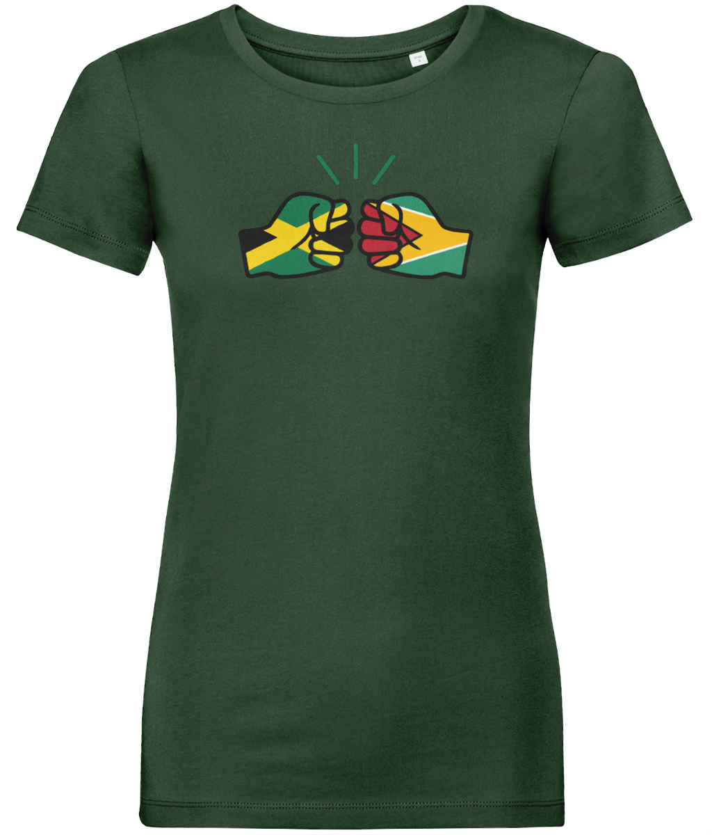 We Run Tings, Jamaica & Guyana Dual Parentage, Women's, Organic Ring Spun Cotton T-Shirt, Outline