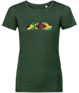 We Run Tings, Jamaica & Guyana Dual Parentage, Women's, Organic Ring Spun Cotton T-Shirt, Outline