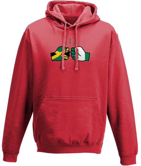 We Run Tings, Jamaica & Nigeria, Dual Parentage, Unisex, Pull On Hoodie, Standard, Classic Fit, Green Stripe & Outline