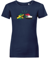 We Run Tings, Jamaica & Sudan, Dual Parentage, Women's, Organic Ring Spun Cotton T-Shirt, Outline