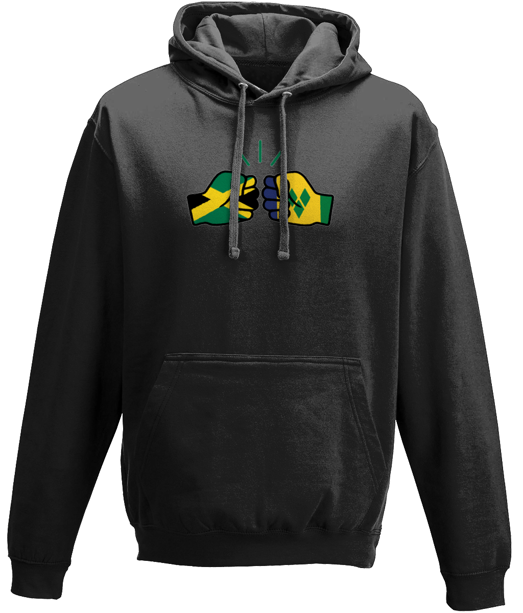 We Run Tings, Jamaica & St. Vincent, Dual Parentage, Unisex, Pull On Hoodie, Standard, Classic Fit, Green Stripe & Outline