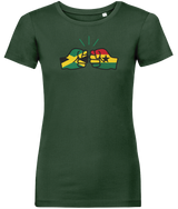 We Run Tings, Jamaica & Ghana, Dual Parentage, Women's, Organic Ring Spun Cotton T-Shirt, Outline