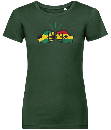 We Run Tings, Jamaica & Ghana, Dual Parentage, Women's, Organic Ring Spun Cotton T-Shirt, Outline