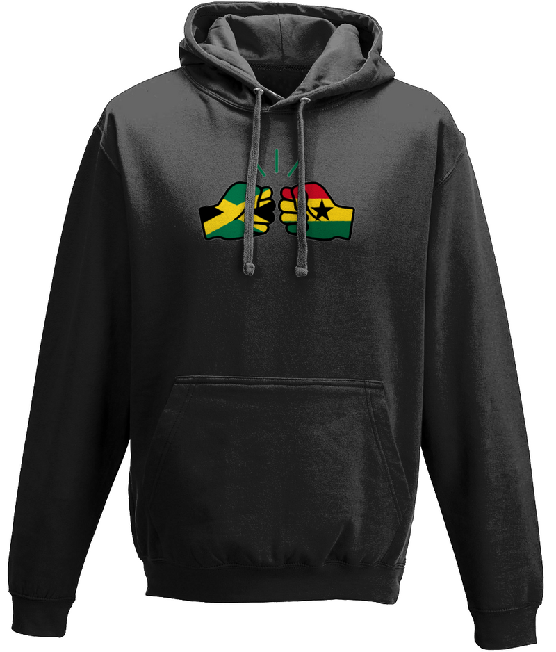 We Run Tings, Jamaica & Ghana, Dual Parentage, Unisex, Pull On Hoodie, Standard, Classic Fit, Green Stripe & Outline