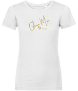 Glam-Ma, Est, Gold Logo, Women's, Organic Ring Spun Cotton, Contemporary Shaped Fit T-Shirt, Choose Your Year