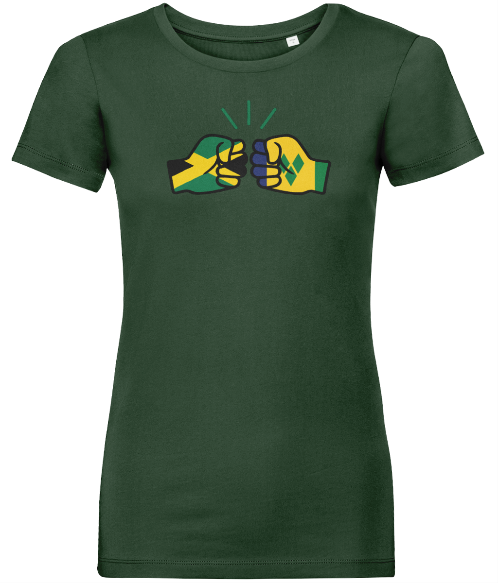 We Run Tings, Jamaica & St. Vincent, Dual Parentage, Women's, Organic Ring Spun Cotton T-Shirt, Outline