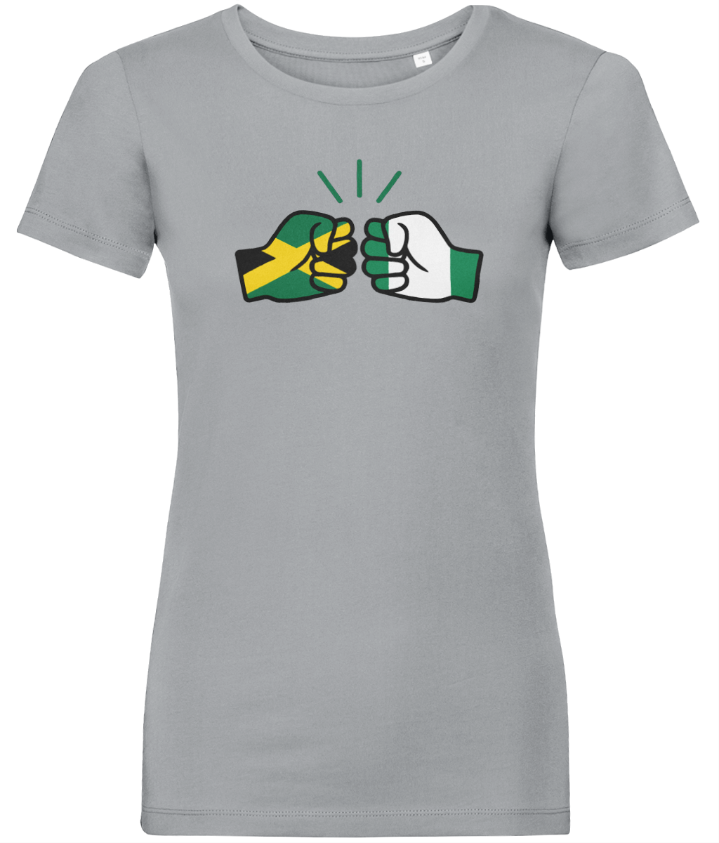 We Run Tings, Jamaica & Nigeria, Dual Parentage, Women's, Organic Ring Spun Cotton T-Shirt, Outline