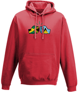 We Run Tings, Jamaica & St. Lucia, Dual Parentage, Unisex, Pull On Hoodie, Standard, Classic Fit, Green Stripe & Outline