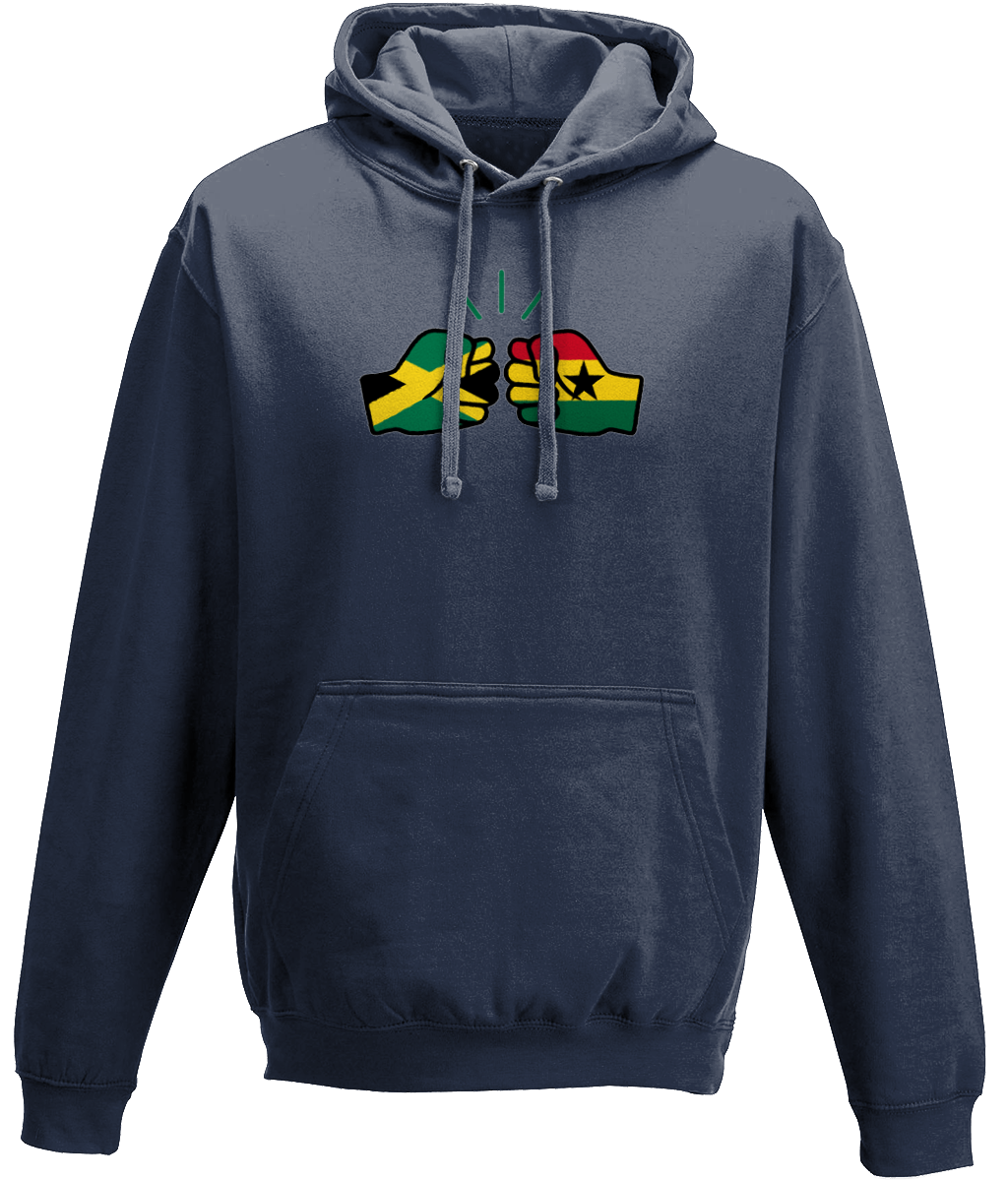 We Run Tings, Jamaica & Ghana, Dual Parentage, Unisex, Pull On Hoodie, Standard, Classic Fit, Green Stripe & Outline