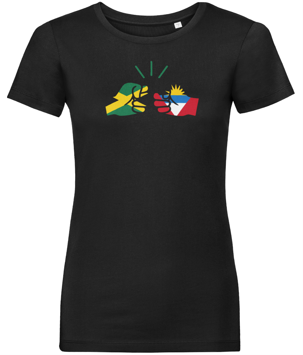 We Run Tings, Jamaica & Antigua, Dual Parentage, Women's, Organic Ring Spun Cotton T-Shirt, Outline