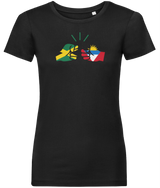 We Run Tings, Jamaica & Antigua, Dual Parentage, Women's, Organic Ring Spun Cotton T-Shirt, Outline