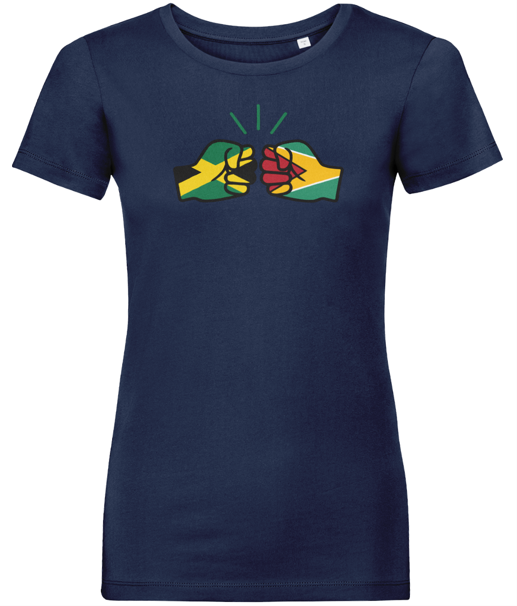 We Run Tings, Jamaica & Guyana Dual Parentage, Women's, Organic Ring Spun Cotton T-Shirt, Outline