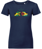 We Run Tings, Jamaica & Guyana Dual Parentage, Women's, Organic Ring Spun Cotton T-Shirt, Outline