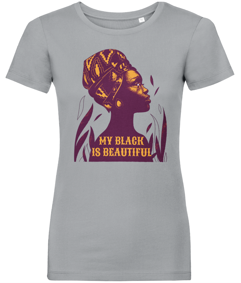 My Black Is Beautiful Women's, Glow, Contemporary Shaped Fit Organic Cotton T-Shirt