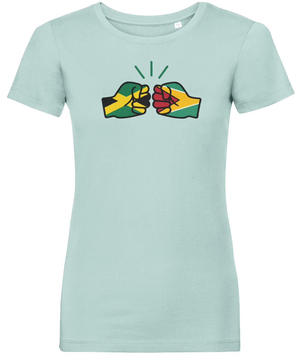 We Run Tings, Jamaica & Guyana Dual Parentage, Women's, Organic Ring Spun Cotton T-Shirt, Outline