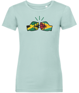 We Run Tings, Jamaica & Guyana Dual Parentage, Women's, Organic Ring Spun Cotton T-Shirt, Outline