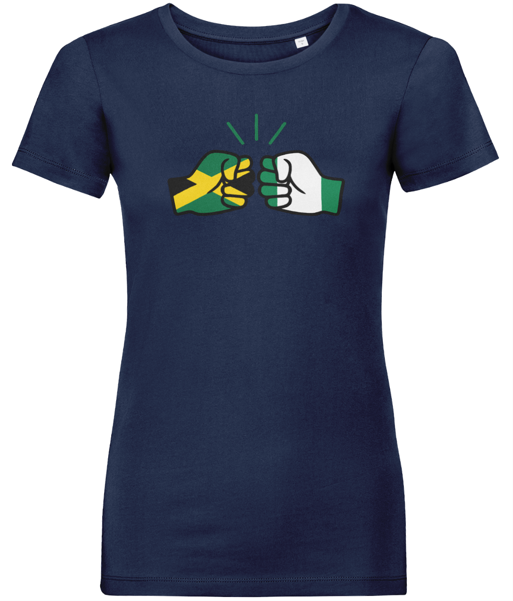 We Run Tings, Jamaica & Nigeria, Dual Parentage, Women's, Organic Ring Spun Cotton T-Shirt, Outline