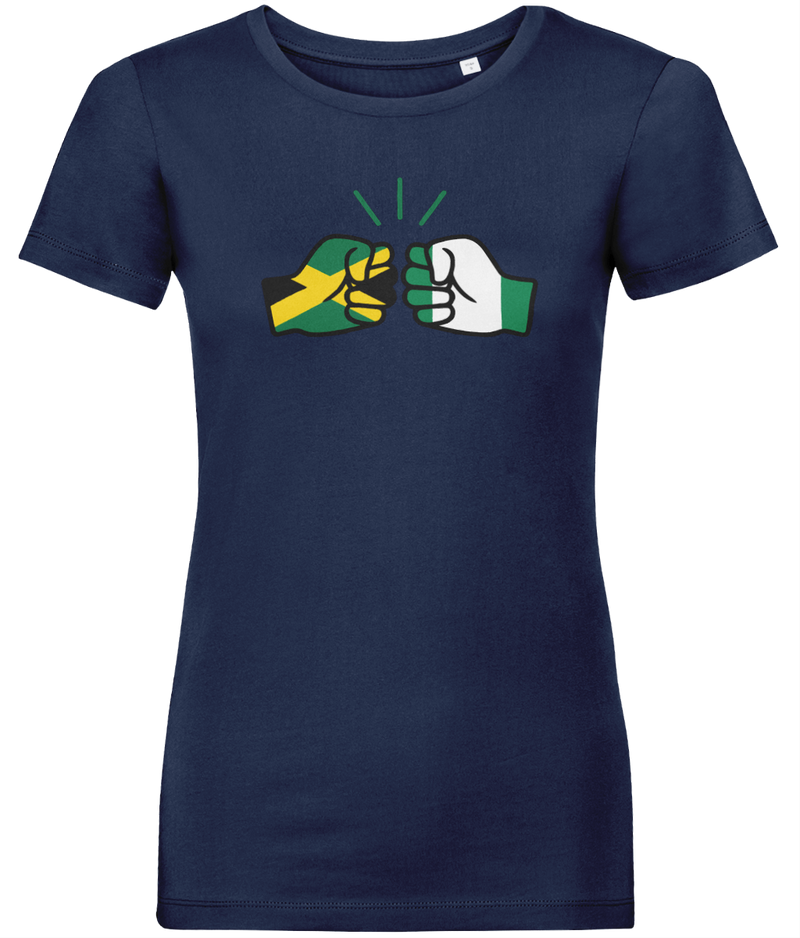 We Run Tings, Jamaica & Nigeria, Dual Parentage, Women's, Organic Ring Spun Cotton T-Shirt, Outline