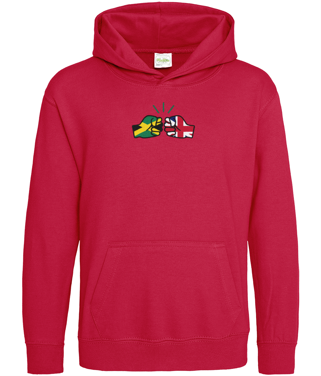 We Run Tings, Jamaica & United Kingdom, Dual Parentage, Boys, Girls, Toddler, Pull On Hoodie, Green Stripe & Outline