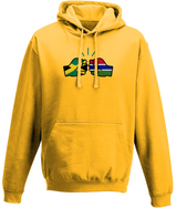 We Run Tings, Jamaica & Gambia, Dual Parentage, Unisex, Pull On Hoodie, Standard, Classic Fit, Green Stripe & Outline