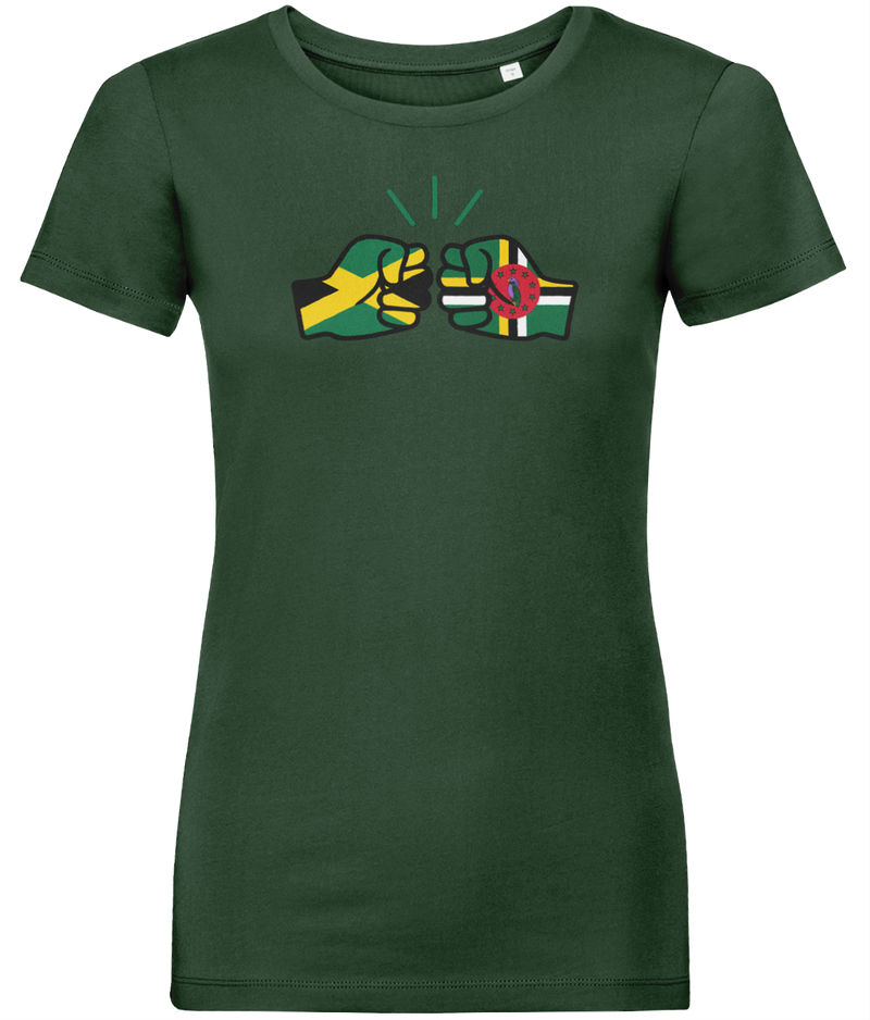 We Run Tings, Jamaica & Dominica, Dual Parentage, Women's, Organic Ring Spun Cotton T-Shirt, Outline