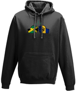 We Run Tings, Jamaica & Barbados, Dual Parentage, Unisex, Pull On Hoodie, Standard, Classic Fit, Green Stripe & Outline