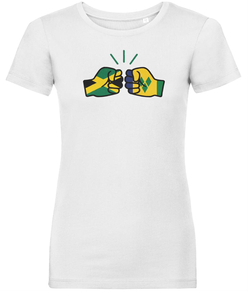 We Run Tings, Jamaica & St. Vincent, Dual Parentage, Women's, Organic Ring Spun Cotton T-Shirt, Outline