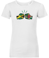 We Run Tings, Jamaica & Dominica, Dual Parentage, Women's, Organic Ring Spun Cotton T-Shirt, Outline