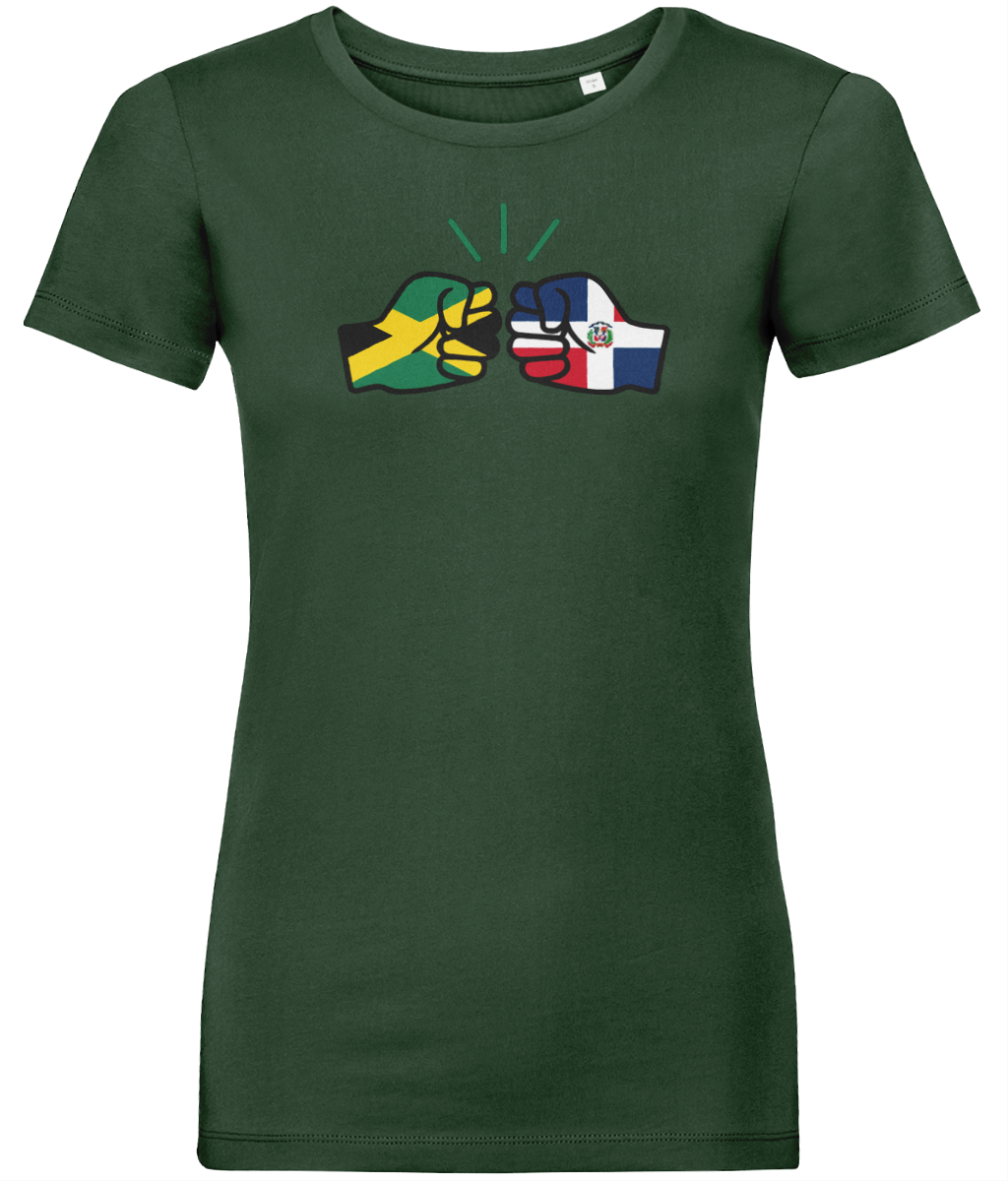 We Run Tings, Jamaica & Dominican Republic, Dual Parentage, Women's, Organic Ring Spun Cotton T-Shirt, Outline