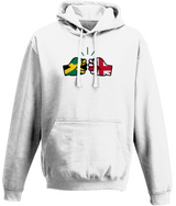 We Run Tings, Jamaica & United Kingdom, Dual Parentage, Unisex, Pull On Hoodie, Standard, Classic Fit, Green Stripe & Outline