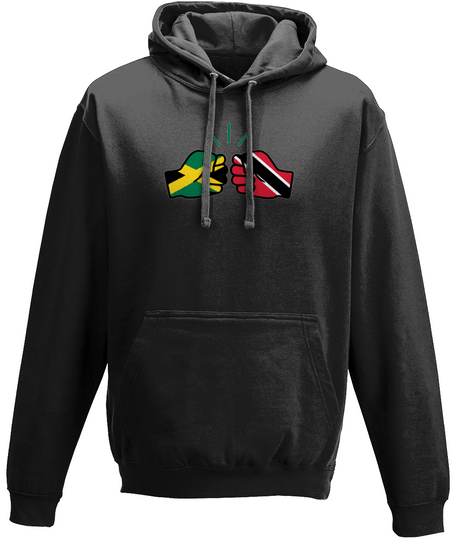 We Run Tings, Jamaica & Trinidad & Tobago, Dual Parentage, Unisex, Pull On Hoodie, Standard, Classic Fit, Green Stripe & Outline