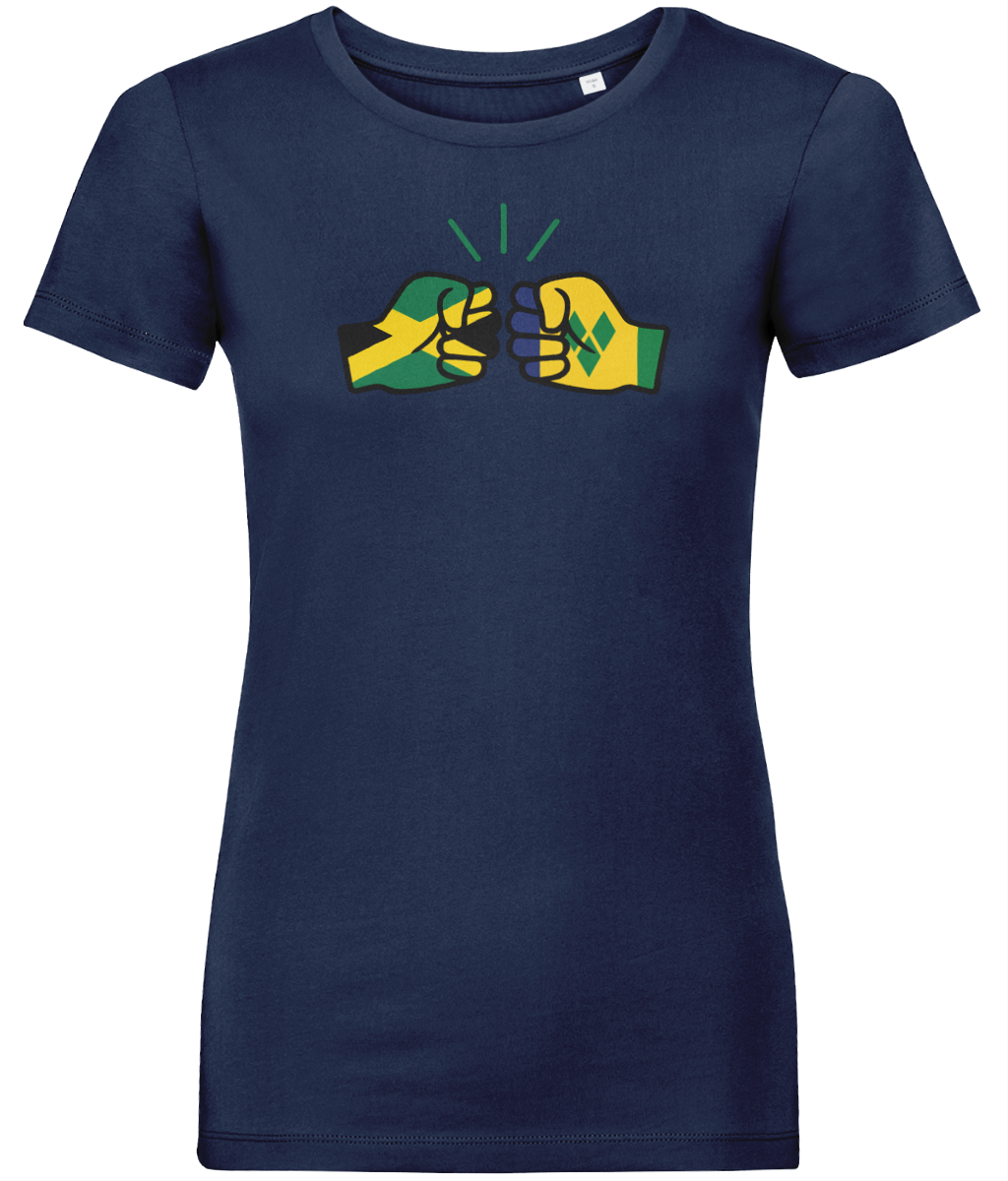 We Run Tings, Jamaica & St. Vincent, Dual Parentage, Women's, Organic Ring Spun Cotton T-Shirt, Outline