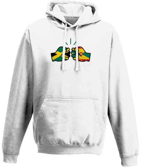 We Run Tings, Jamaica & Grenada, Dual Parentage, Unisex, Pull On Hoodie, Standard, Classic Fit, Green Stripe & Outline