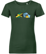 We Run Tings, Jamaica & St. Lucia, Dual Parentage, Women's, Organic Ring Spun Cotton T-Shirt, Outline