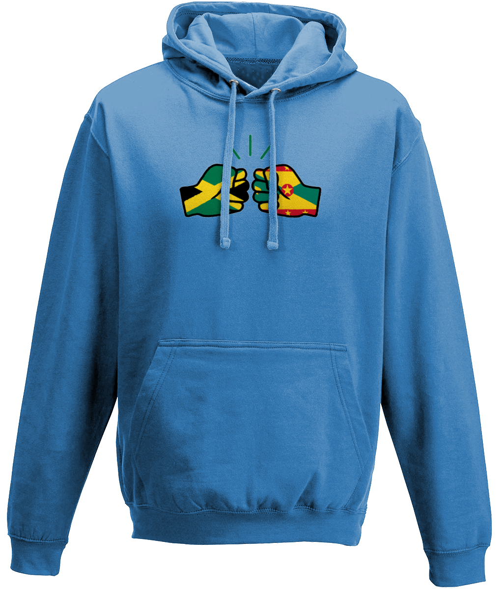 We Run Tings, Jamaica & Grenada, Dual Parentage, Unisex, Pull On Hoodie, Standard, Classic Fit, Green Stripe & Outline