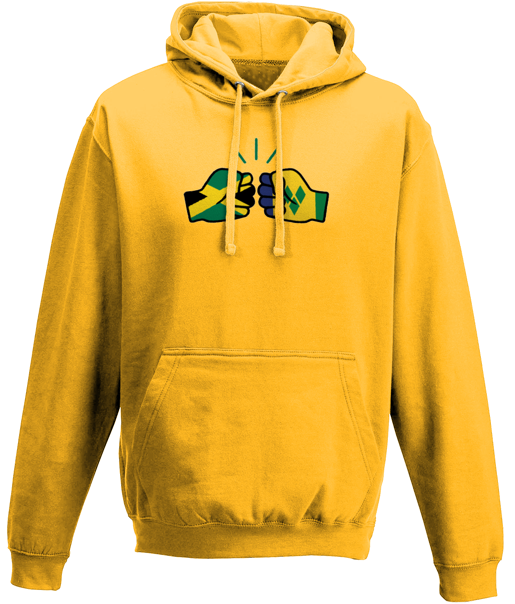 We Run Tings, Jamaica & St. Vincent, Dual Parentage, Unisex, Pull On Hoodie, Standard, Classic Fit, Green Stripe & Outline