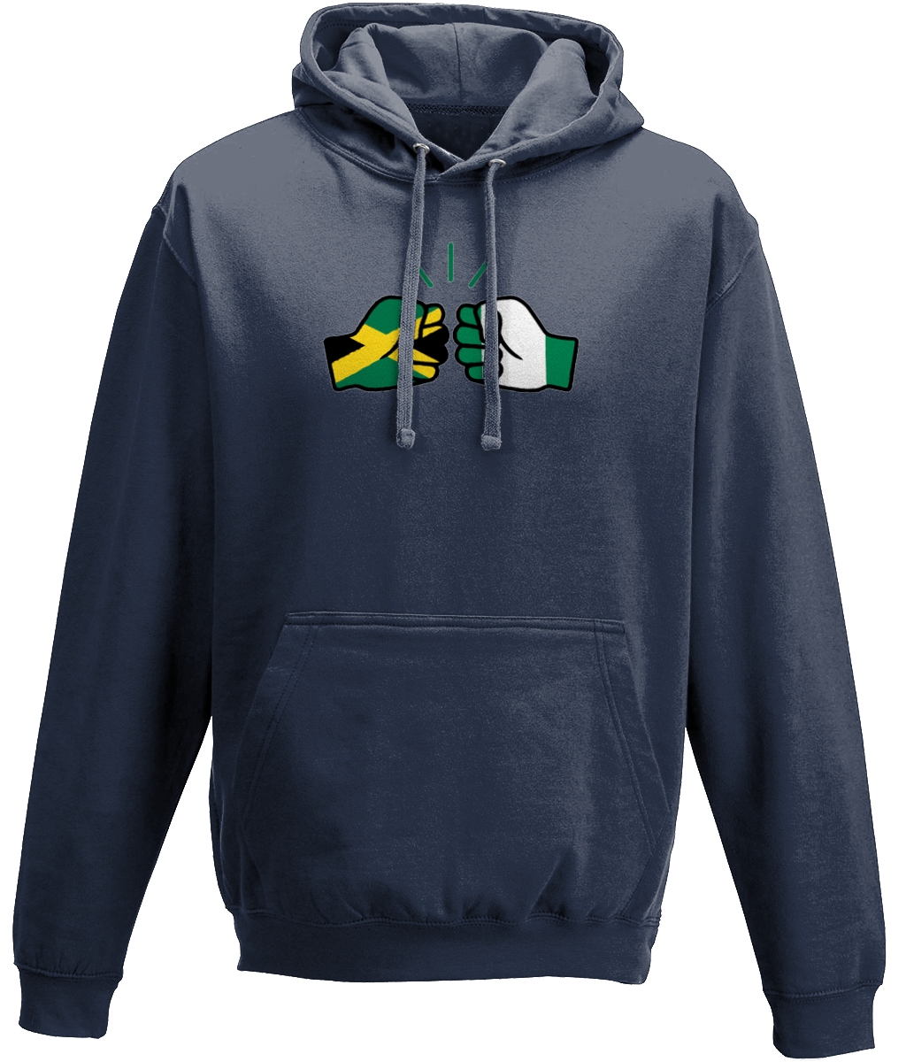 We Run Tings, Jamaica & Nigeria, Dual Parentage, Unisex, Pull On Hoodie, Standard, Classic Fit, Green Stripe & Outline