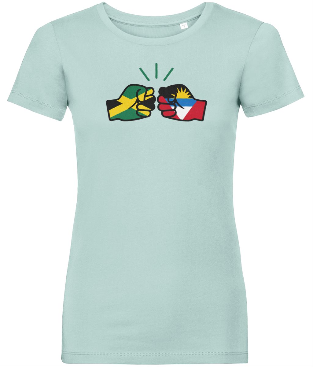 We Run Tings, Jamaica & Antigua, Dual Parentage, Women's, Organic Ring Spun Cotton T-Shirt, Outline