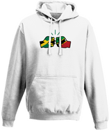 We Run Tings, Jamaica & St. Kitts, Dual Parentage, Unisex, Pull On Hoodie, Standard, Classic Fit, Green Stripe & Outline