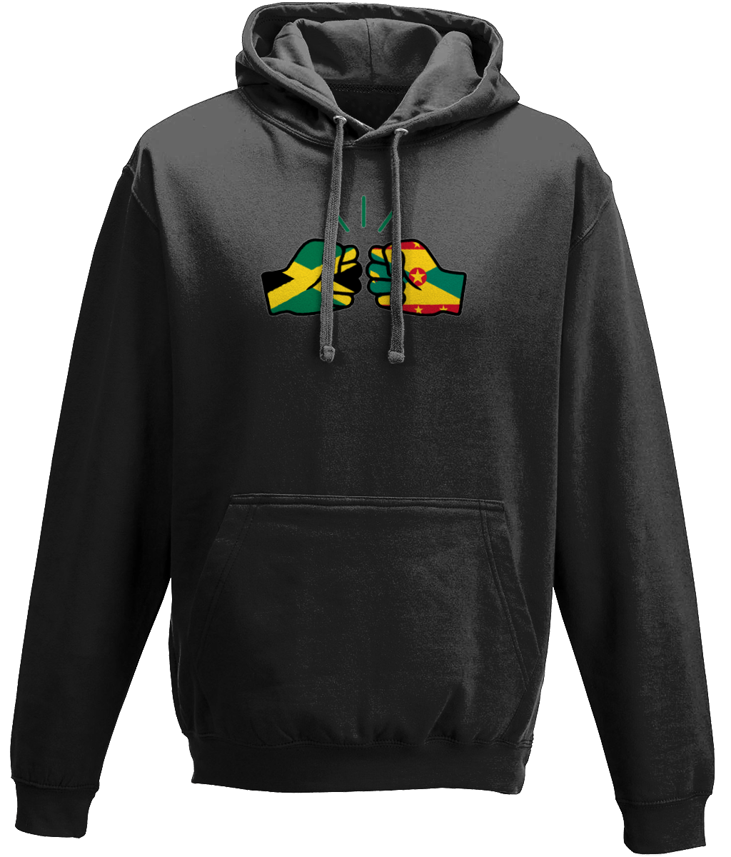 We Run Tings, Jamaica & Grenada, Dual Parentage, Unisex, Pull On Hoodie, Standard, Classic Fit, Green Stripe & Outline