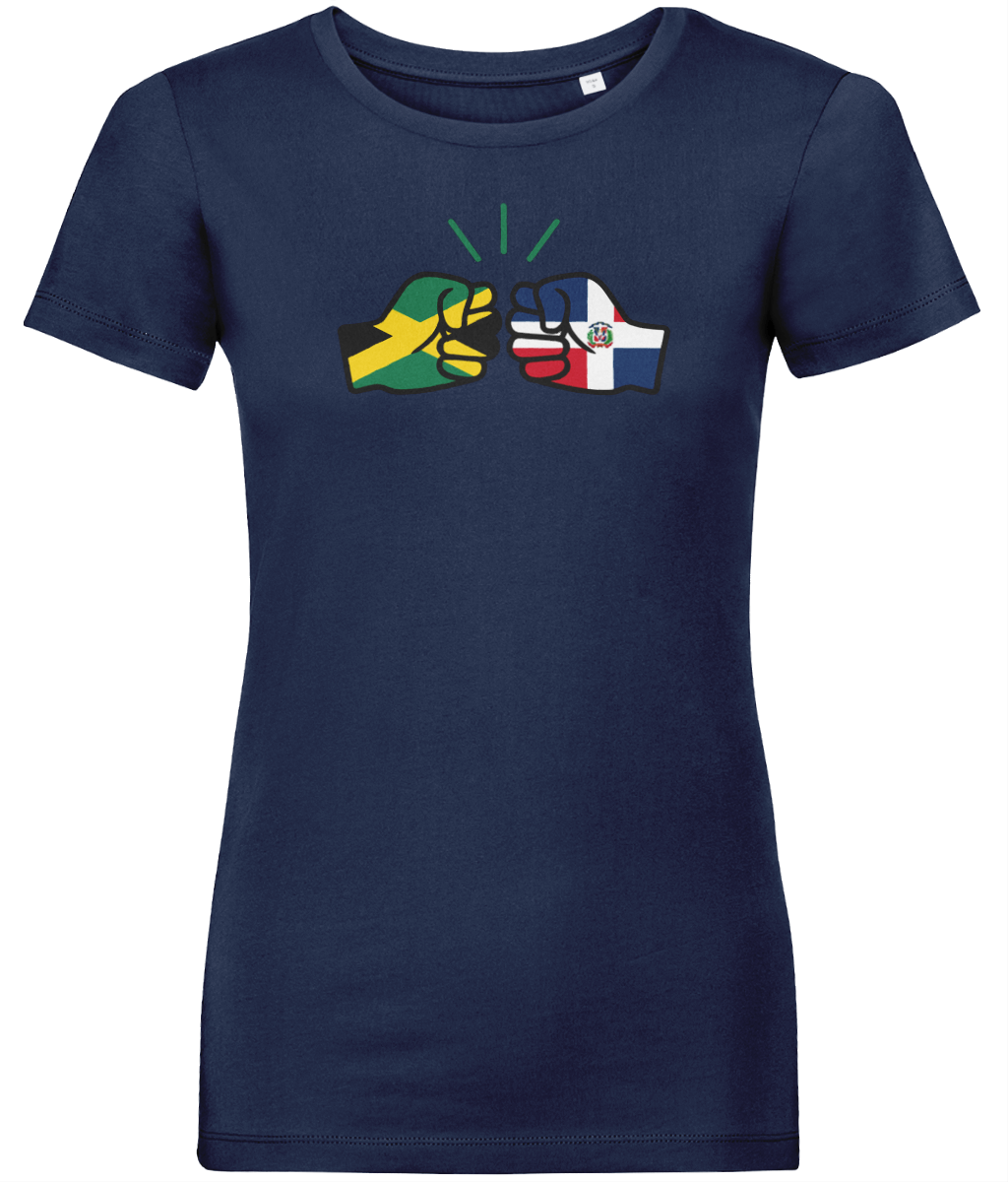 We Run Tings, Jamaica & Dominican Republic, Dual Parentage, Women's, Organic Ring Spun Cotton T-Shirt, Outline