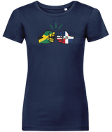 We Run Tings, Jamaica & Dominican Republic, Dual Parentage, Women's, Organic Ring Spun Cotton T-Shirt, Outline