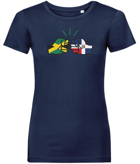 We Run Tings, Jamaica & Dominican Republic, Dual Parentage, Women's, Organic Ring Spun Cotton T-Shirt, Outline