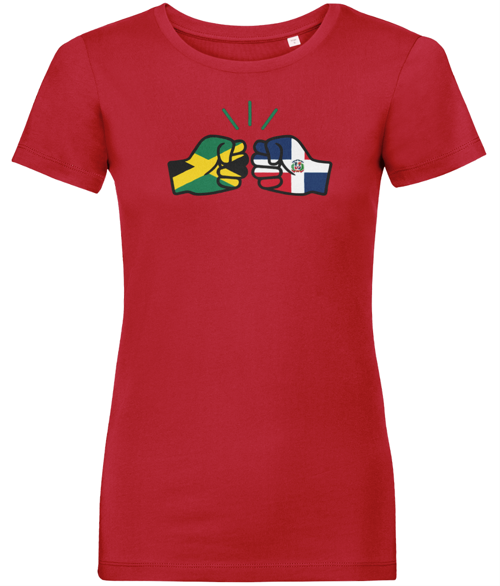 We Run Tings, Jamaica & Dominican Republic, Dual Parentage, Women's, Organic Ring Spun Cotton T-Shirt, Outline