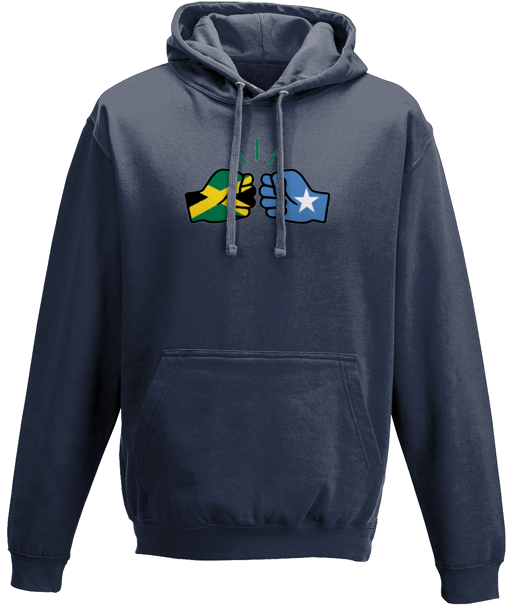 We Run Tings, Jamaica & Somalia, Dual Parentage, Unisex, Pull On Hoodie, Standard, Classic Fit, Green Stripe & Outline