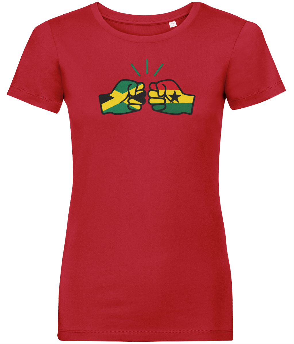 We Run Tings, Jamaica & Ghana, Dual Parentage, Women's, Organic Ring Spun Cotton T-Shirt, Outline